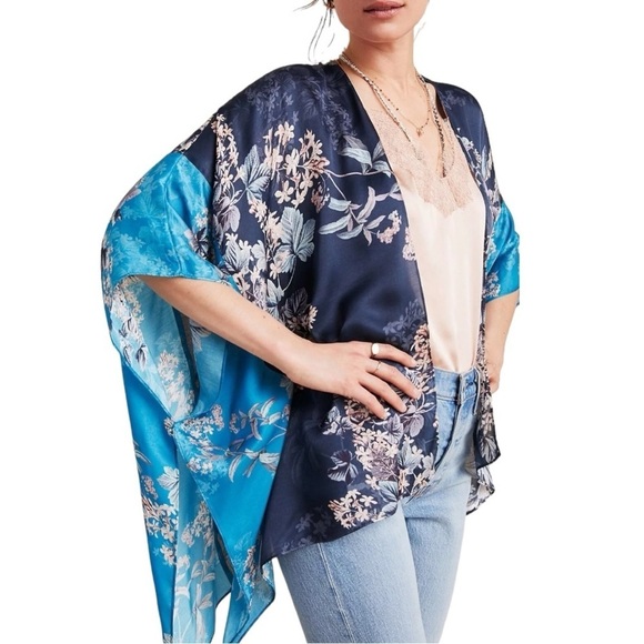 Kachel x Anthropologie Jamie Tasseled Kimono Viscose Silk Blend One Size Tunic - Picture 5 of 11
